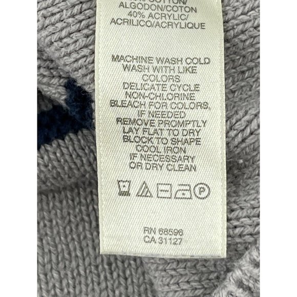 DKNY Women's Gray Striped Knit Baggy Sweater Long Sleeve Size Medium Boho - Picture 6 of 8